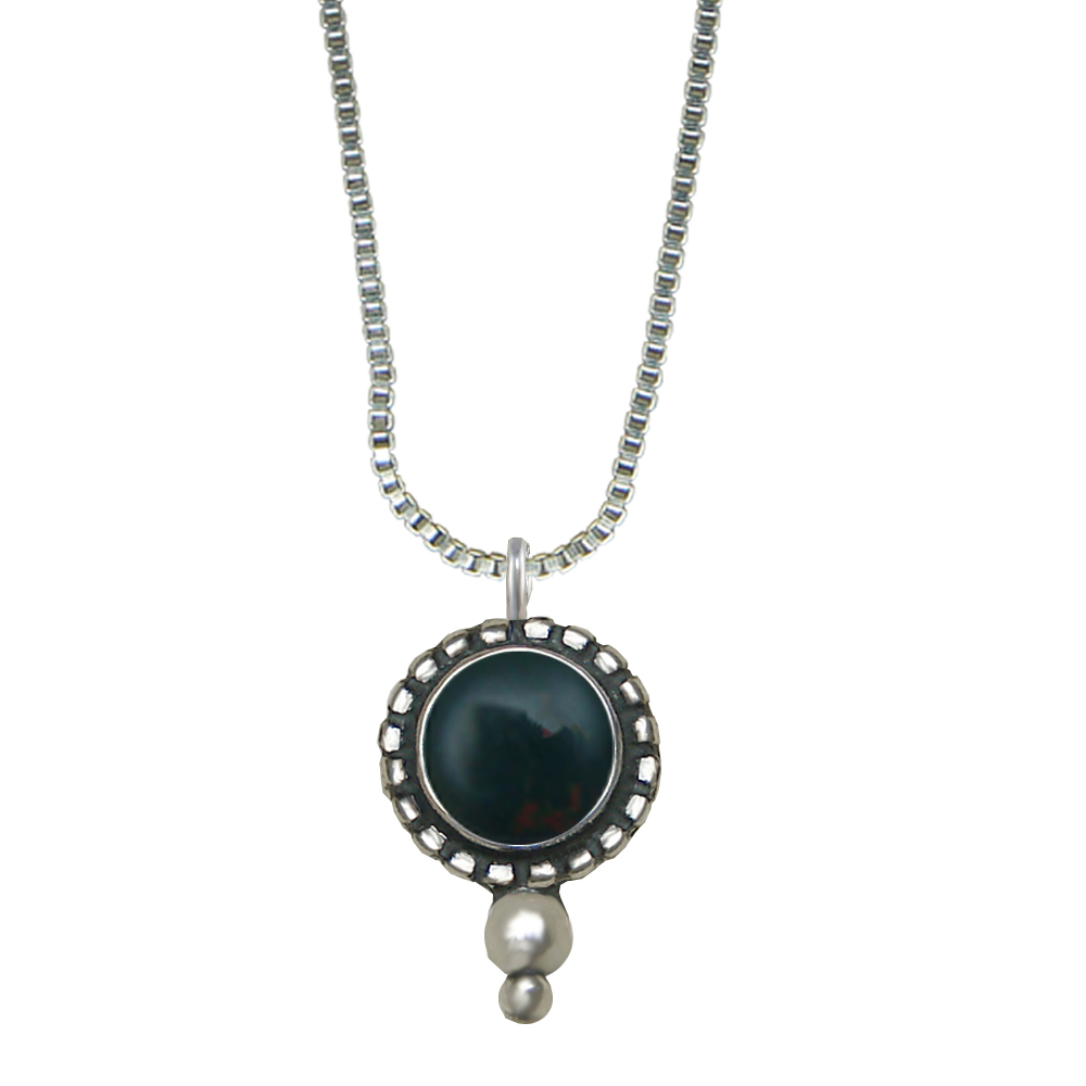 Sterling Silver Little Bloodstone Pendant Necklace